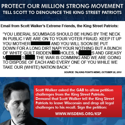 Tell Scott to Denounce the King Street Patriots